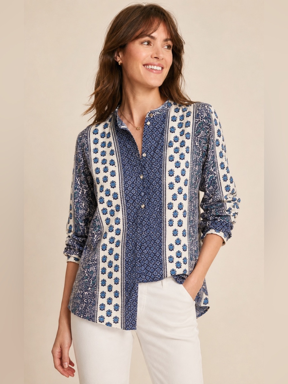 Boden wide-sleeve relaxed Georgette tunic blouse size 10
